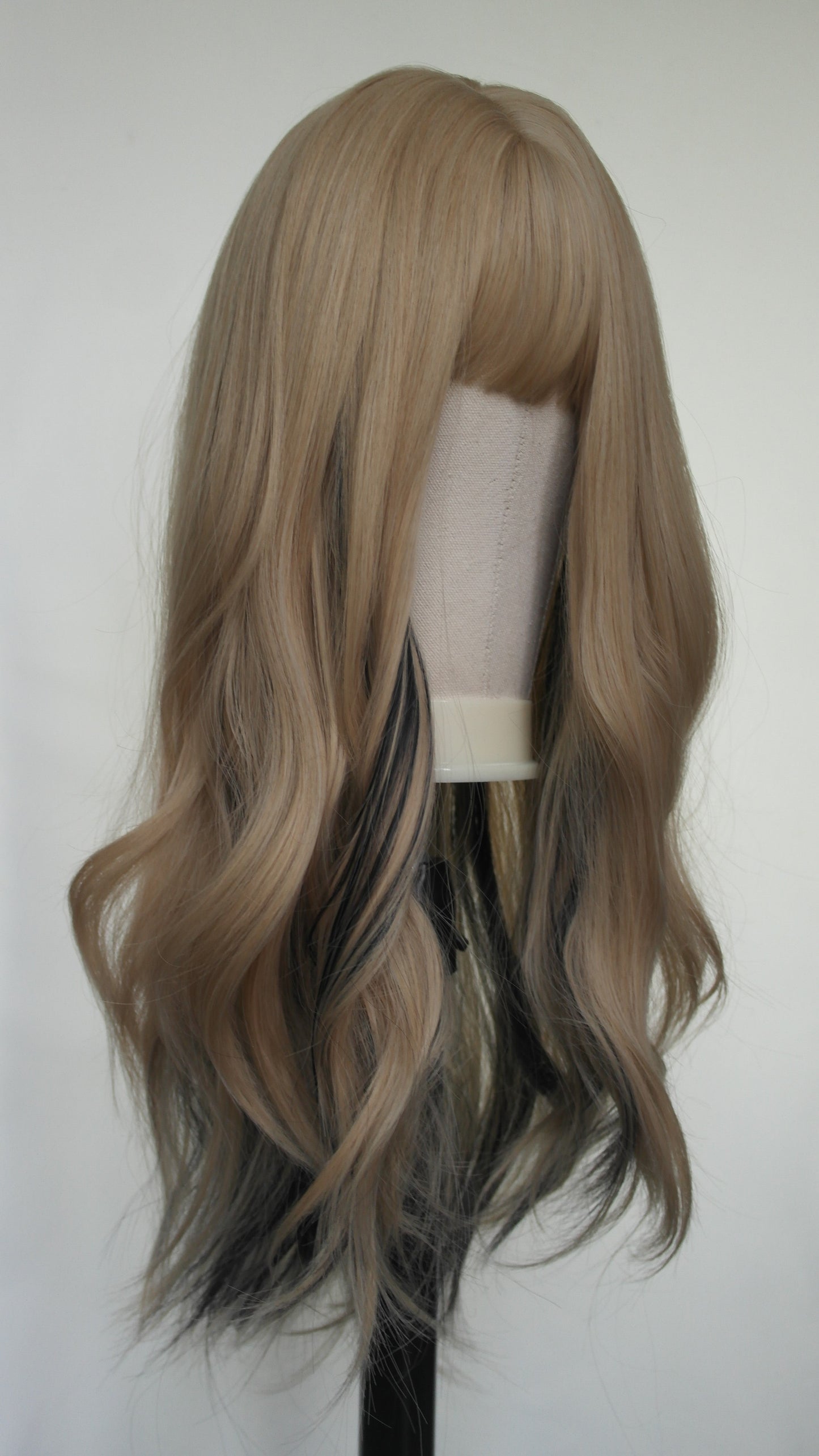 Golden Blonde & Black Highlight Long Synthetic Wig