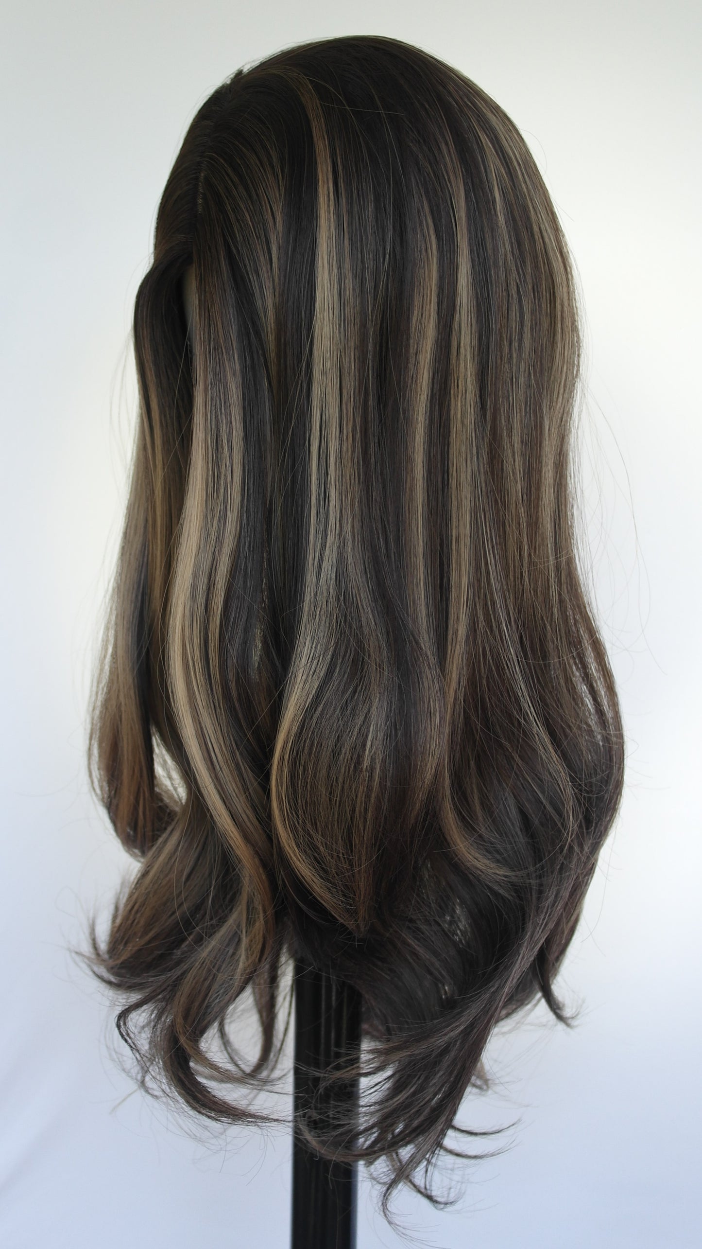 Brunette Medium Blonde Streaked Wig