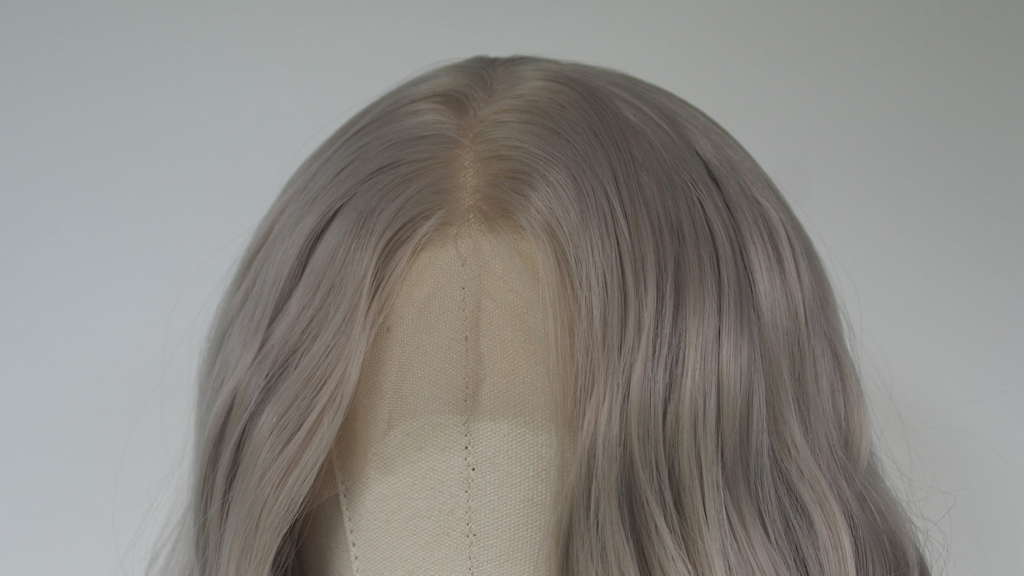 Long Grey Water Wave Lace Front Wig