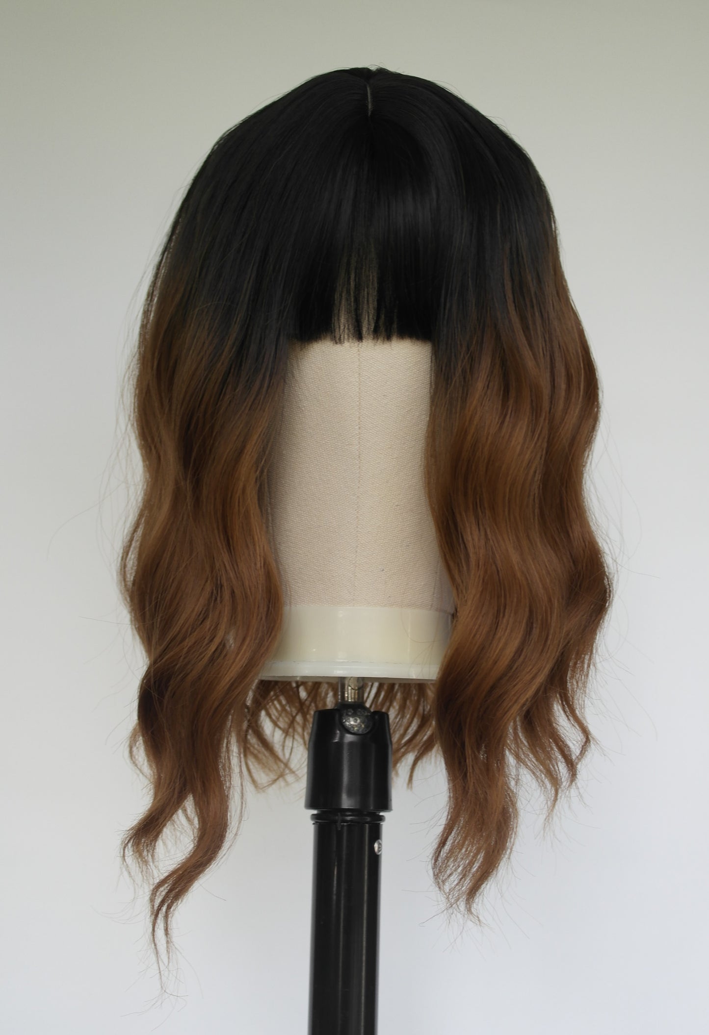 Warm Brown Fringed Water Wave Wig