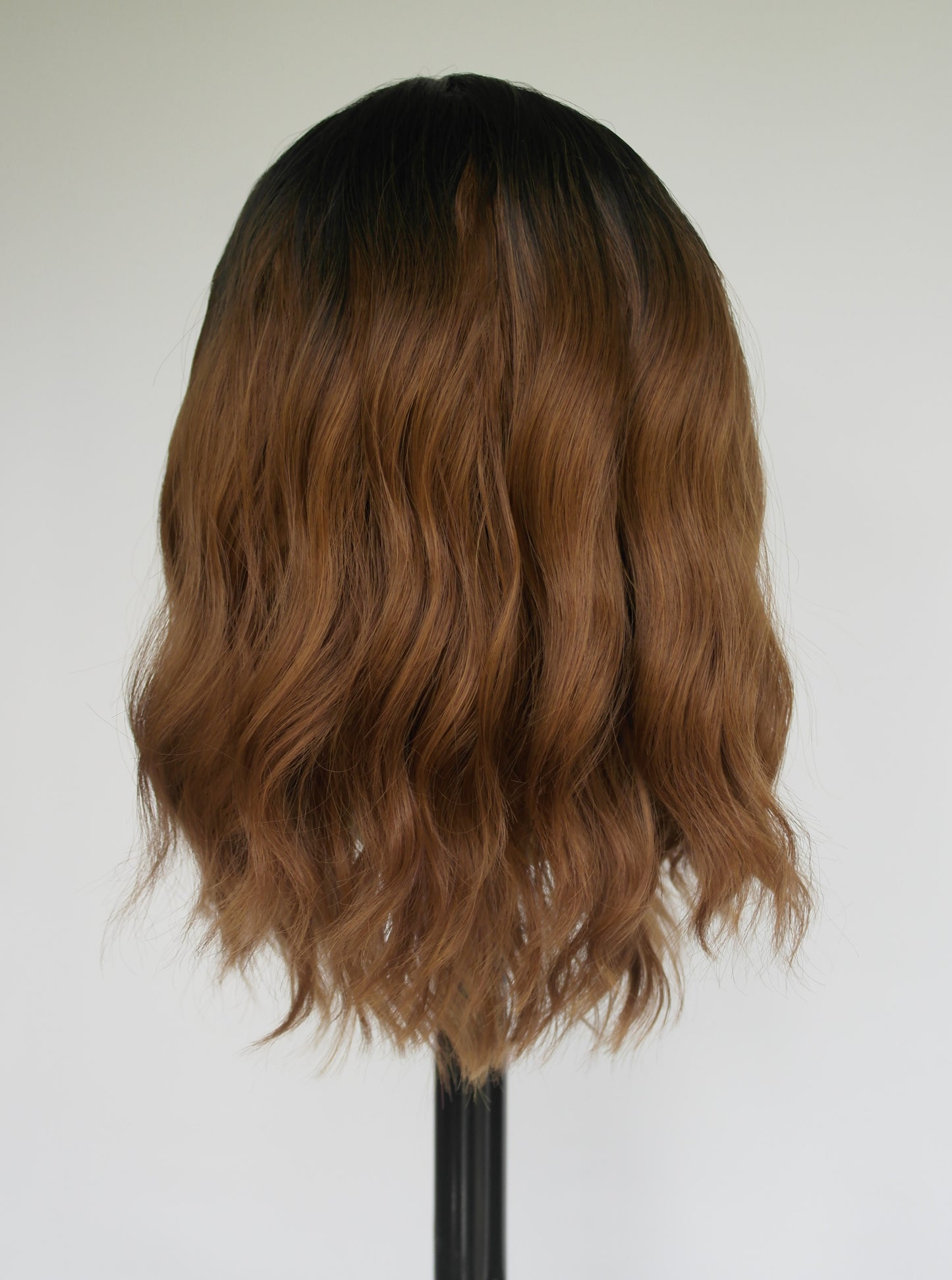 Warm Brown Fringed Water Wave Wig