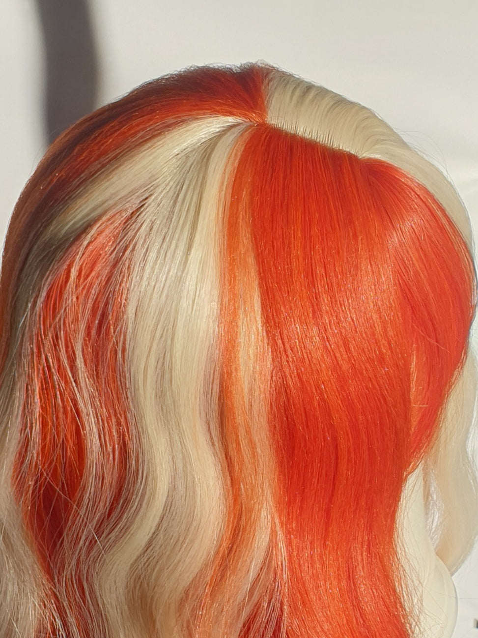 Tangerine and Blonde Split Dye Hair