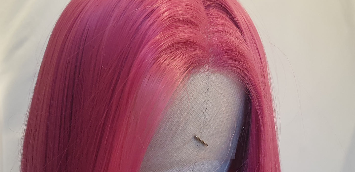 Shoulder Length Pink Lace Front Wig