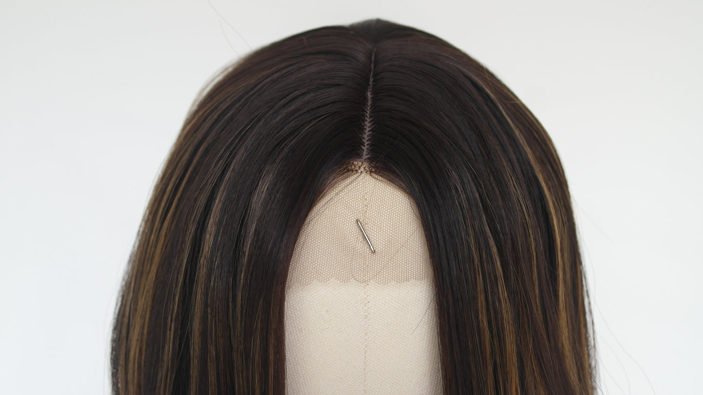 Butterscotch Highlight Brunette Lace Center Wig