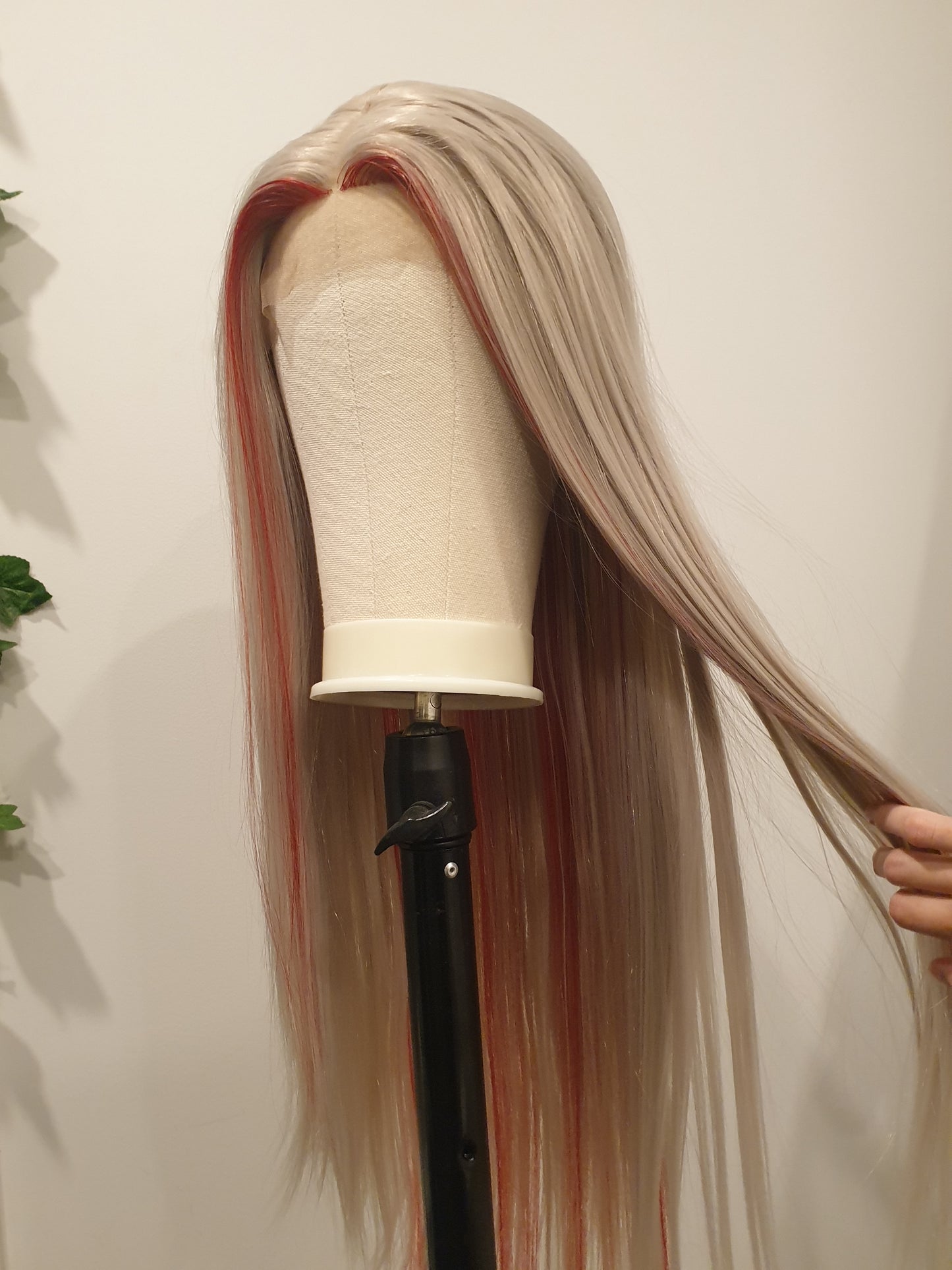 Red Streaked Silver Lace Front Wig