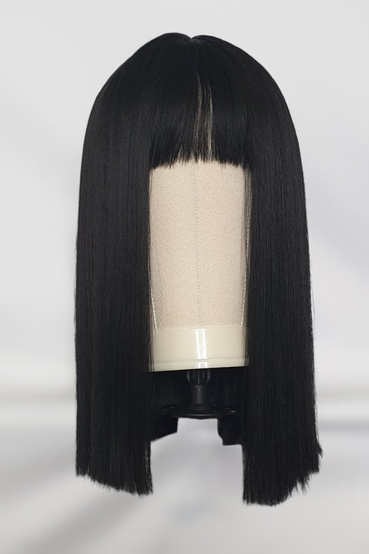 Black Shoulder Length Blunt Cut Wig