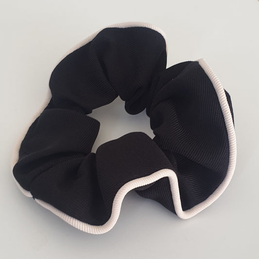 Black scrunchie with white trim for sale buy online www.harleyco.nz Classy Contrast Office Friendly Hair Accessories