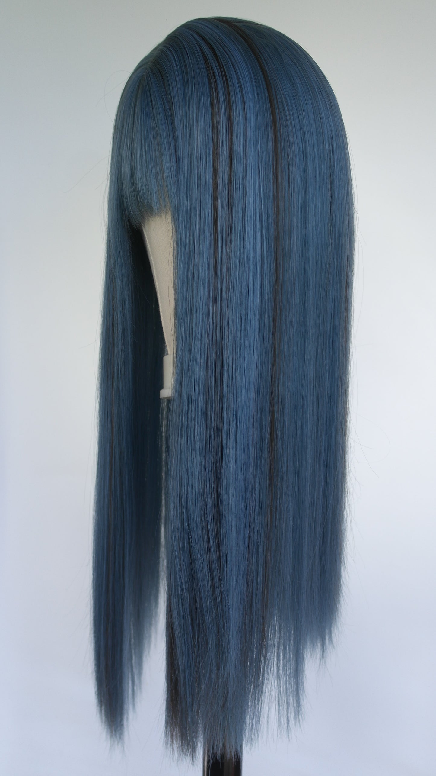 Denim Blue Long Fringed Wig