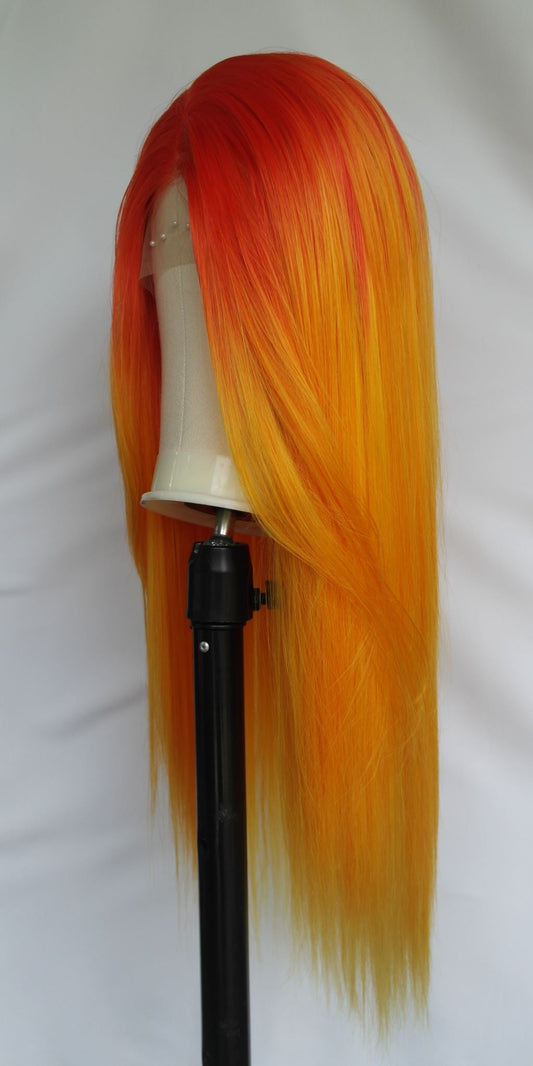 Flame Orange Ombre Lace Front Wig