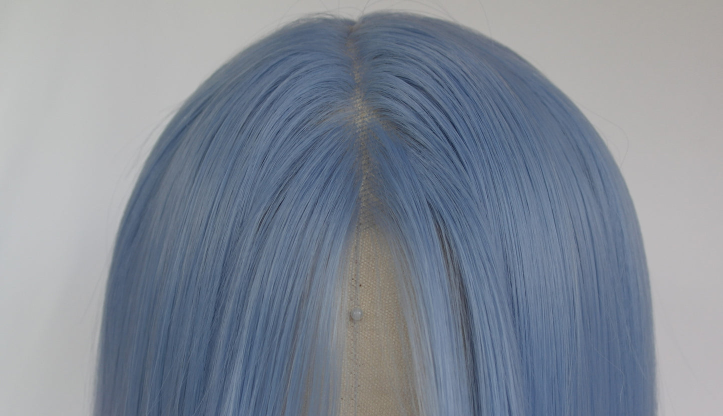 Fringed Pastel Blue Lace Front Wig