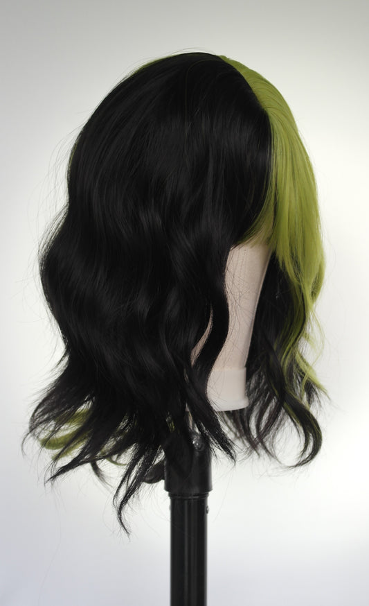 Black / Lime Two Tone Wig
