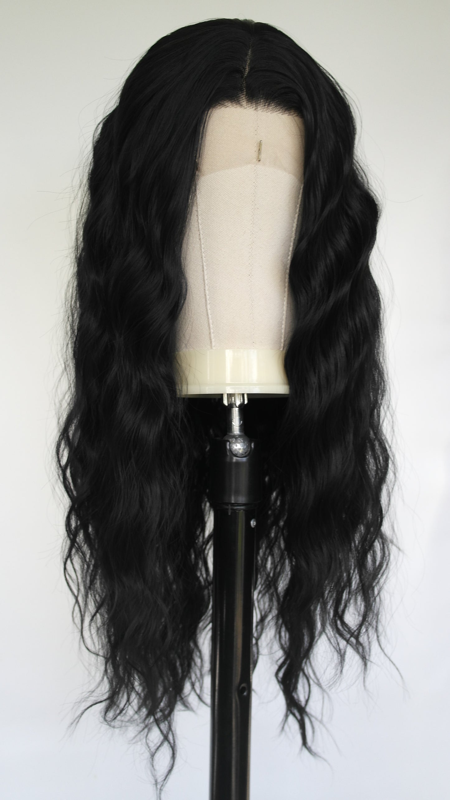 Long Black Water Wave Lace Front Wig