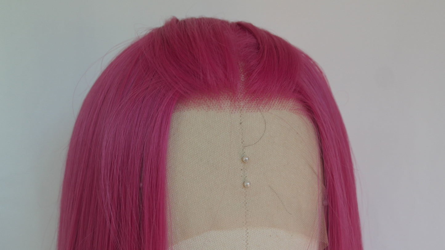 *Visible Weft Line* Magenta Pink Lace Front Wig