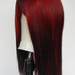 Red Black Ombre Fringed Wig
