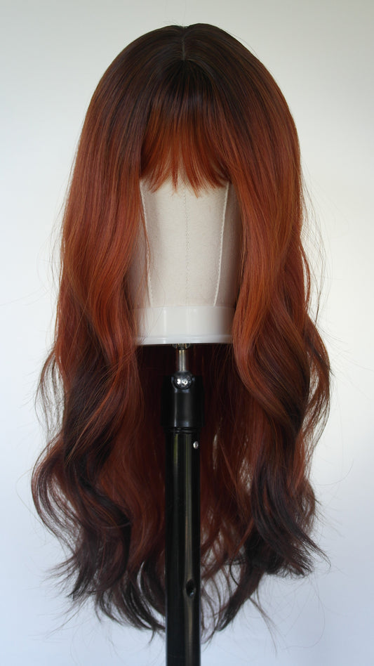 Copper Fox-Tip Ombre Long Synthetic Wig