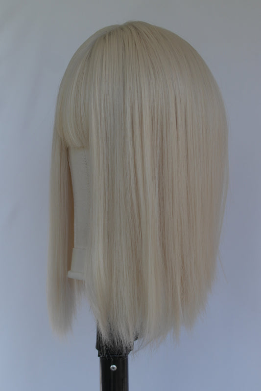 Short Platinum Blonde Fringed Wig