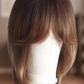 Short Brunette Shag Wig With Curtian Bangs From www.harleyco.nz online wig shop based in Auckland New Zealand 