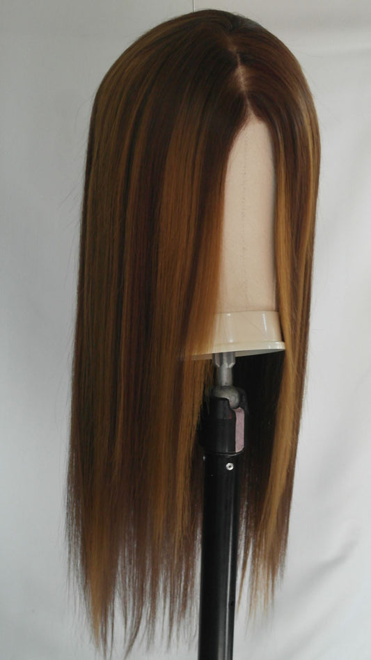 Warm Brunette Human Hair Blend Lace Front Wig