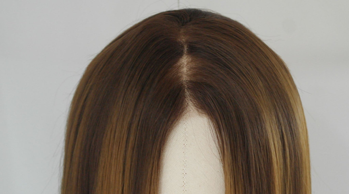 Warm Brunette Human Hair Blend Lace Front Wig