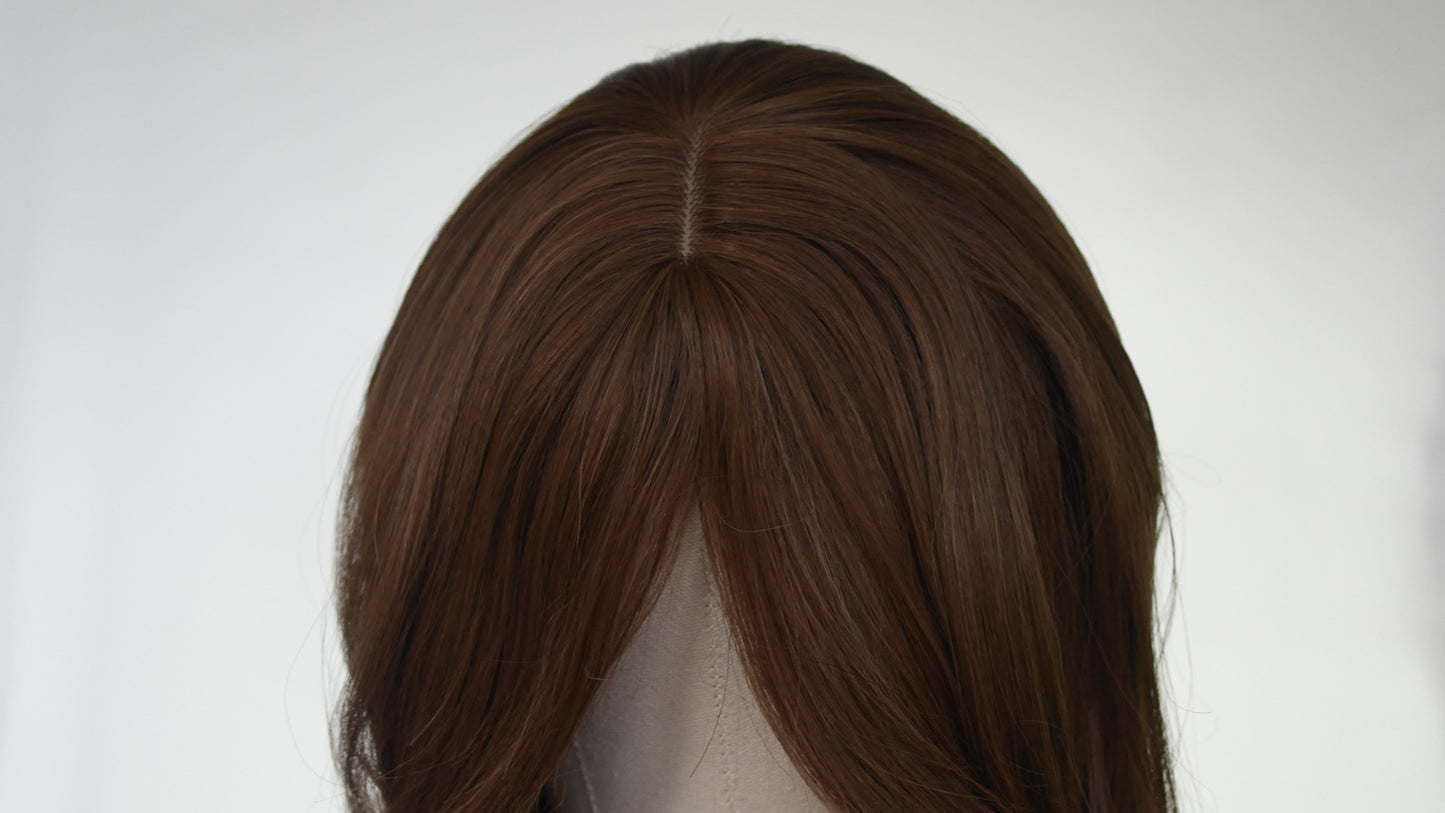 Warm Brown Curtian Fringe Wig