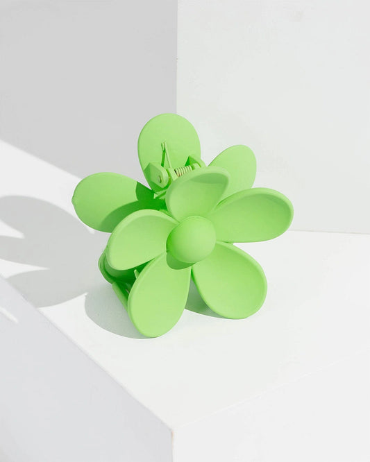 Matte Green Flower Claw Clip