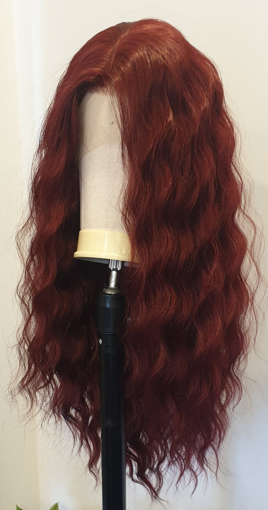 Deep Red Water Wave Lace Front Wig