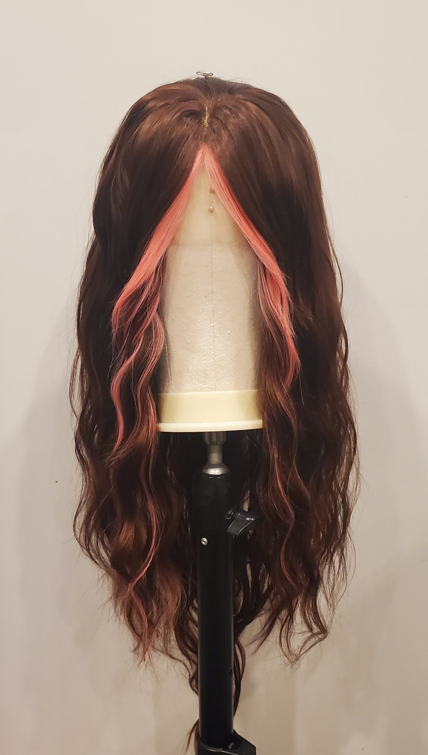 Brunette Pink Peek Lace Front Wig