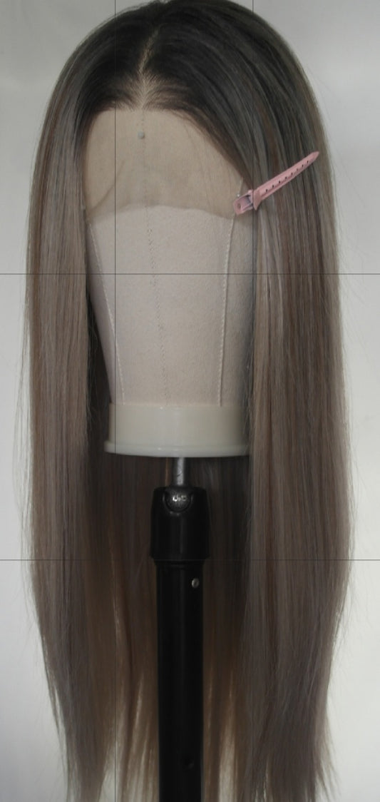 Medium Ash Blonde Root Smudge Lace Front Wig