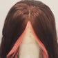 Brunette Pink Peek Lace Front Wig