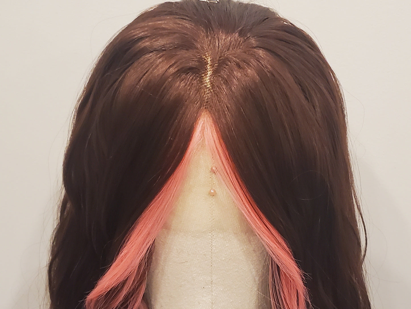 Brunette Pink Peek Lace Front Wig
