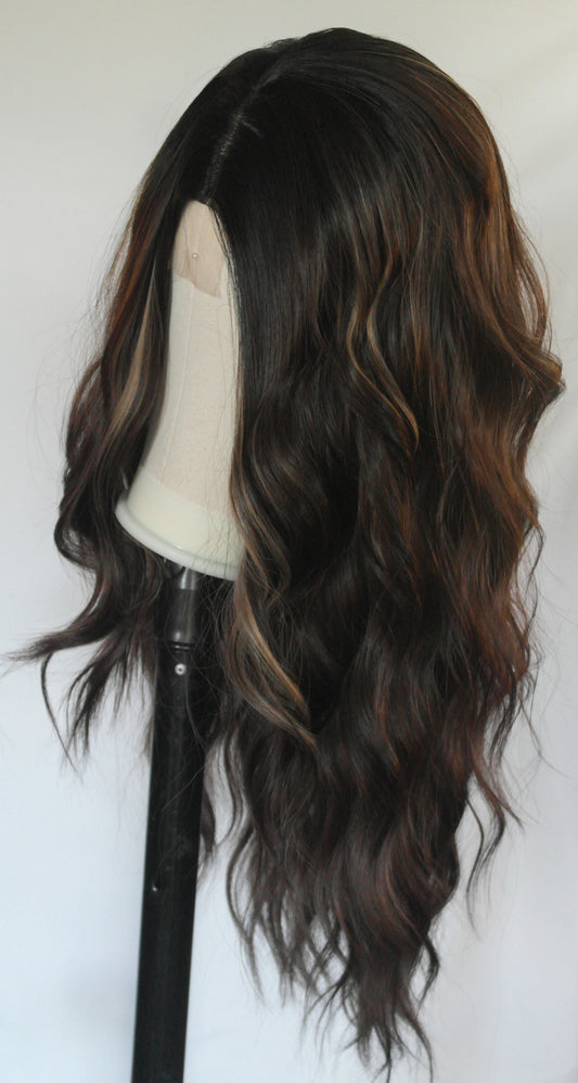 Taupe Highlight Brunette Soft Wave Wig