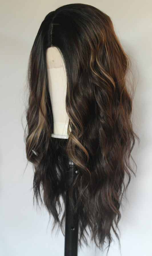 Taupe Highlight Brunette Soft Wave Wig