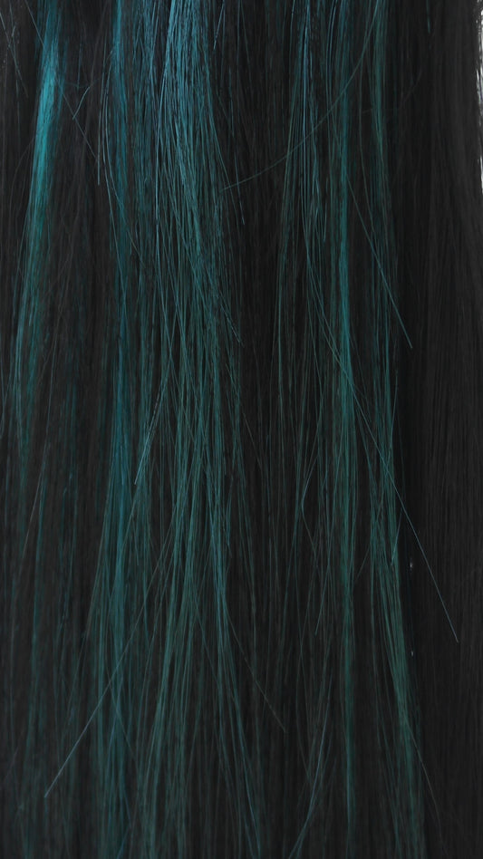 Turquoise Lowlight Black Lace Front Wig