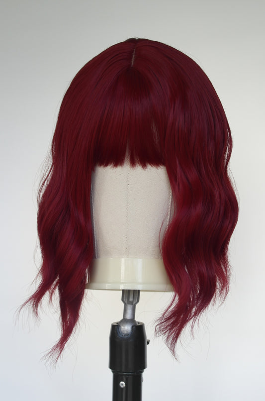Ruby Red Water Wave Fringed Wig