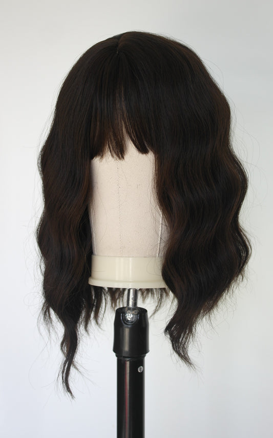 Brunette Fringed Water Wave Synthetic Hair Wig | Auckland Based Online Wig Salon | Buy Now Pay Later With Afterpay & Laybuy