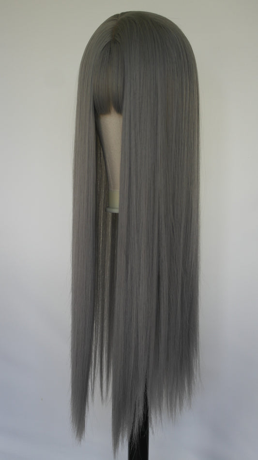 Silver Grey Long Fringed Wig
